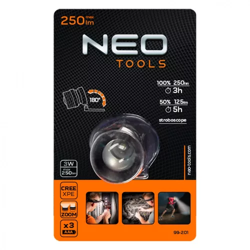 Neo fejlámpa 250 lm, fókuszálható