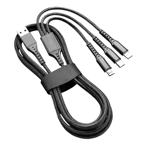 Neo töltőkábel, 3in1, micro-usb, lightning, USB-C