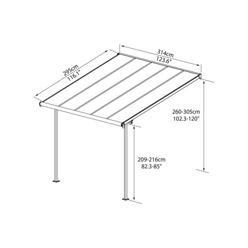 Palram 3 x 3 pergola Canopia Sierra 3000 szürke