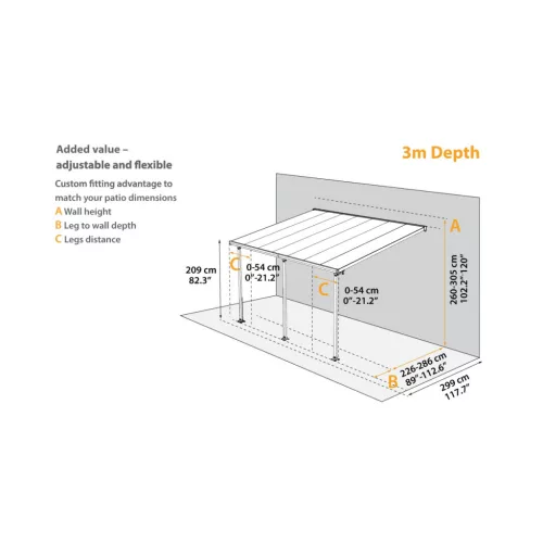 Palram 3 x 5,46 pergola Sierra 5400 szürke