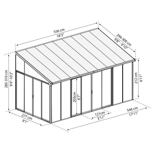 Palram 3 x 5,46 télikert Canopia Torino
