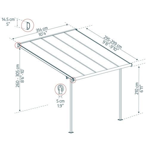 Palram 3 x 3 - pergola Canopia Capri 3000 szürke