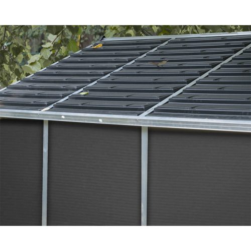 Palram 8' x 8' antracit heavy duty tágas kerti tároló Canopia Rubicon