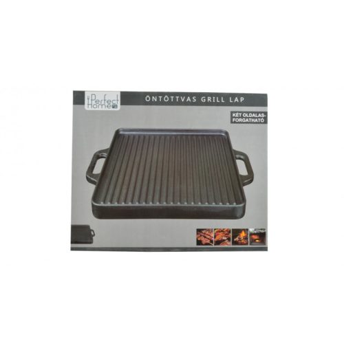 Perfect Home Öntöttvas grill lap 2 oldalas 42x42 cm