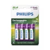Philips újratölthető Ni-Mh ceruza akku AA 2500 mAh (R6B4RTU25/10) (1,2V) B4, 4 db