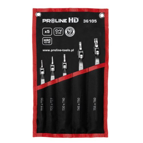 Proline HD csukló torx bitkulcs szett - hd cr-va t15-t60 - 5 db