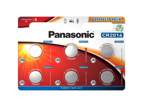 Panasonic lítium gombelem 3 V (6 db/cs) CR2016