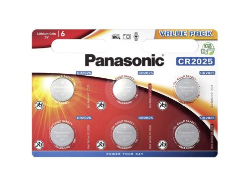 Panasonic lítium gombelem 3 V (6 db/cs) CR2025