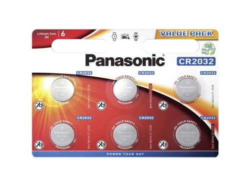 Panasonic lítium gombelem 3 V (6 db/cs) CR2032