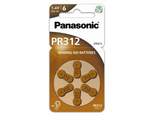 Panasonic cink-levegő hallókészülék elem 1,4 V (6 db/cs) PR312
