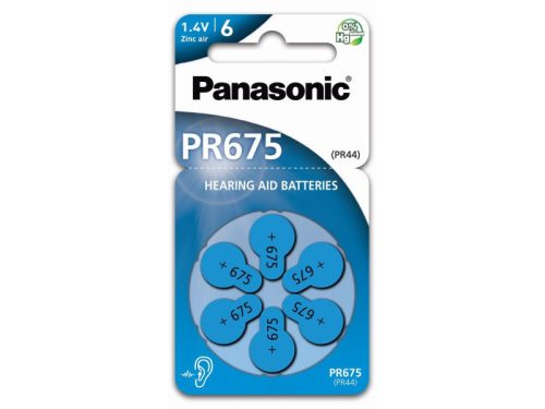 Panasonic cink-levegő hallókészülék elem 1,4 V (6 db/cs) PR675