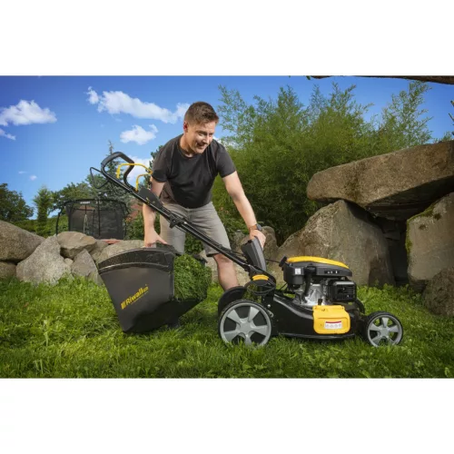 Riwall önjáró benzinmotoros multifunkciós fűnyíró 4 az 1-ben állítható sebességgel RPM 5155 V PRO