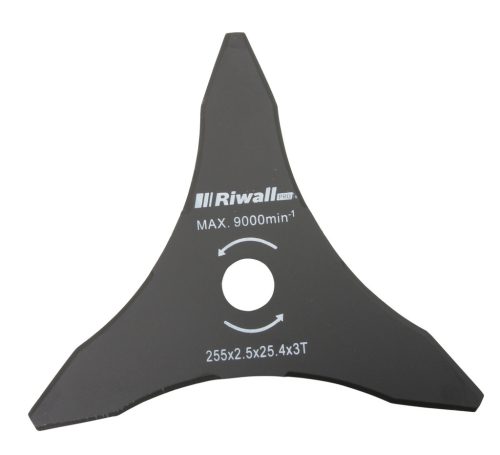 Riwall fűkasza kés - háromágú, 255 mm / 25,4 mm / 2,5 mm