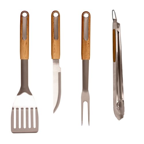 Riwall PRO 4-részes prémium rozsdamentes acél grilleszköz készlet RBBQ 4W SET