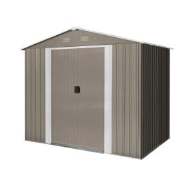 Riwall 6x8 barna - fém kerti tároló 2,4 x 1,7 m nyeregtetővel (barna) RMSA