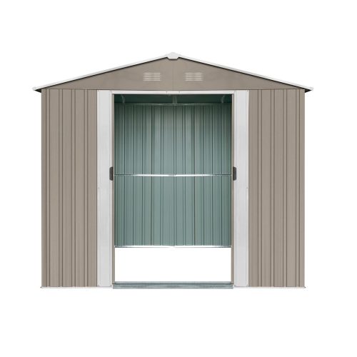 Riwall 6x8 barna - fém kerti tároló 2,4 x 1,7 m nyeregtetővel (barna) RMSA