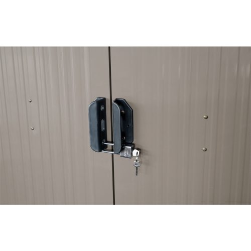 Riwall 6x8 barna - fém kerti tároló 2,4 x 1,7 m nyeregtetővel (barna) RMSA