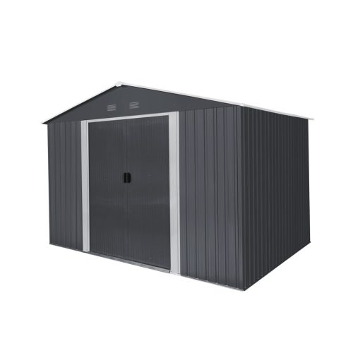 Riwall 8x10 antracit - fém kerti tároló 3 x 2,4 m nyeregtetővel pro rMSA