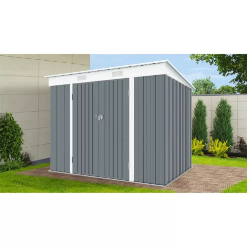 Riwall 6x8 antracit fém kerti tároló 2,4 x 1,8 m lapostetővel pro rMSP