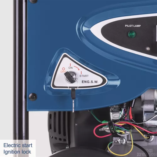 Scheppach vázszerkezetes áramfejlesztő, 5500 W, AVR szabályozással és elektromos indítással SG 7300