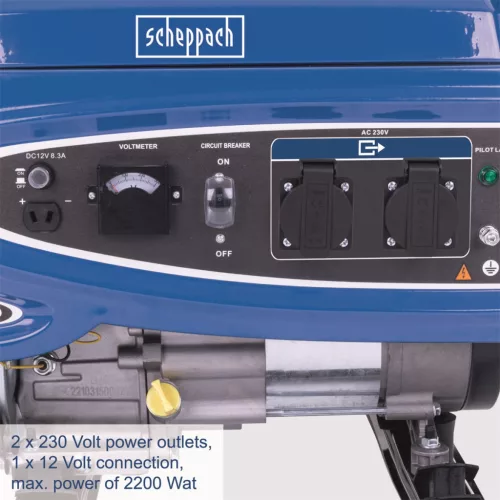 Scheppach vázszerkezetes áramfejlesztő, 2200 W, AVR szabályozással SG 2700