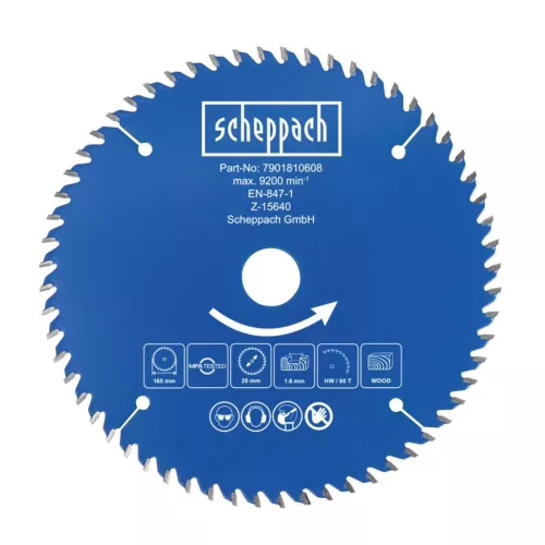 Scheppach körfűrészlap átm. 165/20, 60 fog