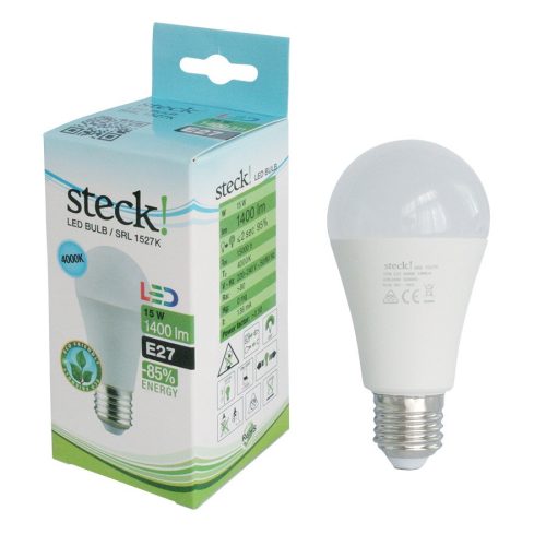 LED izzó 15W, E27, 4000k