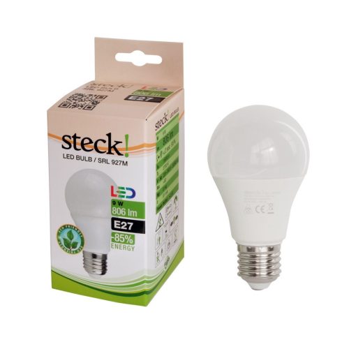 LED fényforrás, 9W, E27, meleg fehér