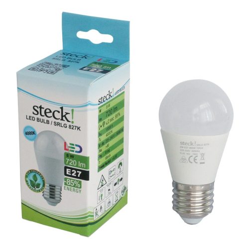 LED izzó 8W, E27, 4000k