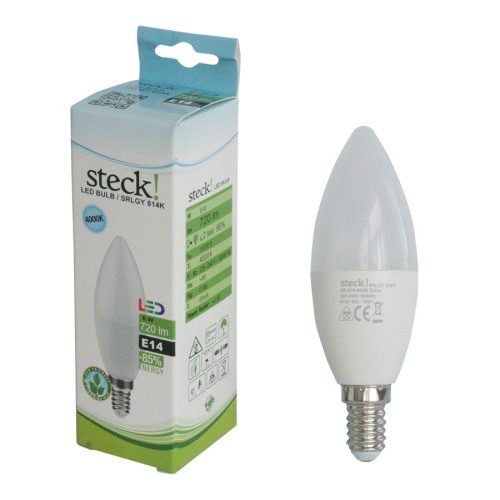 LED izzó 8W, E14, gyertya, 4000k