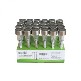 Napelemes kerti lámpa, leszúrható, fém