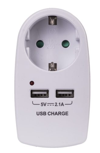 Hálózati elosztó, 1 földelt, 2 usb
