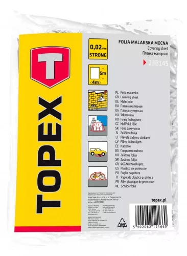 Topex takarófólia 0,02 mm, 4x5 m