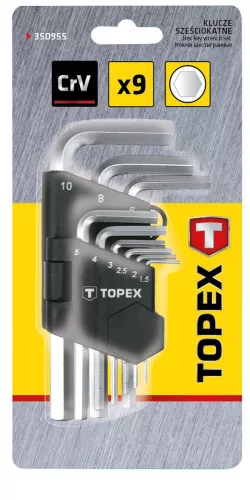 Topex imbuszkulcskészlet 9 részes, 1,5-10 mm