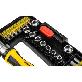 Topex bit és dugókulcskészlet racsnis hajtószárral 38 részes