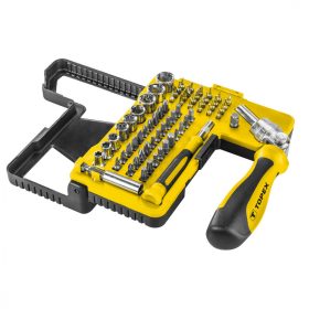 Topex bit és dugókulcskészlet racsnis hajtószárral 68 részes