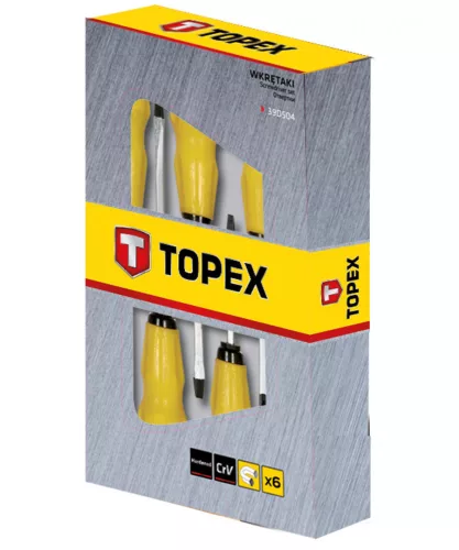 Topex csavarhúzó készlet, üthető, 6 részes