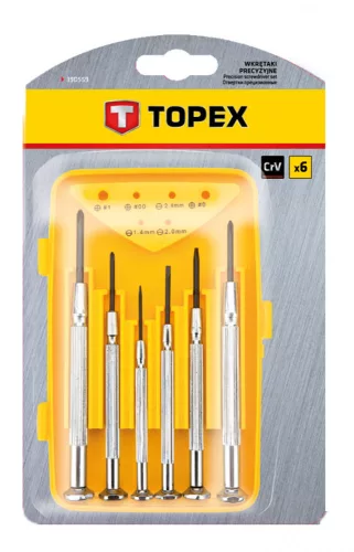 Topex műszerész, precíziós csavarhúzó készlet, CrV, 6 részes