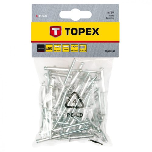 Topex Popszegecs 4,0x10 mm 50 részes