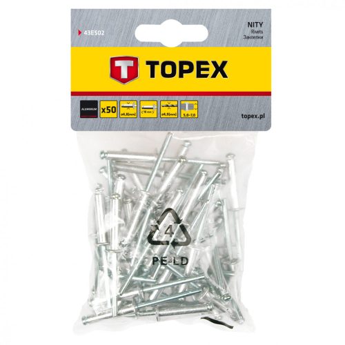 Topex Popszegecs 4,8x10 mm 50 részes