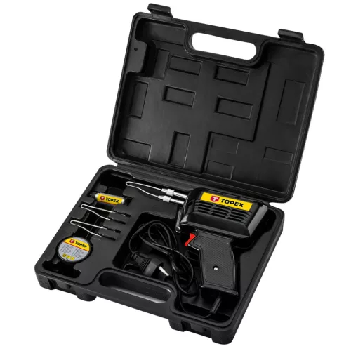Topex forrasztópisztoly 150W, kiegészítőkkel, kofferben