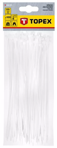 Topex kábelkötegelő 2,5 mmx200 mm, fehér, 100 részes