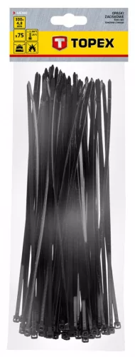 Topex kábelkötegelő 4,8 mmx300 mm, fekete, 75 részes