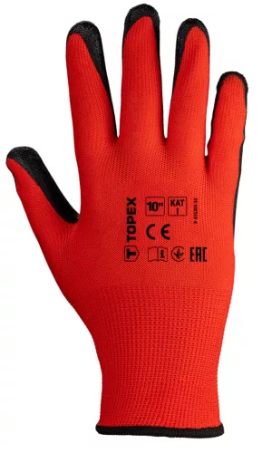 Topex munkakesztyű latex bevonatú poliészter, kat. I, 10
