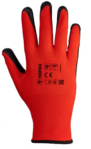 Topex munkakesztyű latex bevonatú poliészter, kat. I, 9