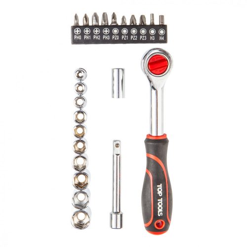 Top Tools dugókulcskészlet és csavarhúzókészlet 1/4", 23 részes
