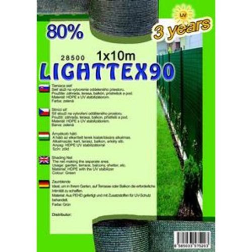 Árnyékoló háló LIGHTTEX90 1x10m zöld 80%/6kart.