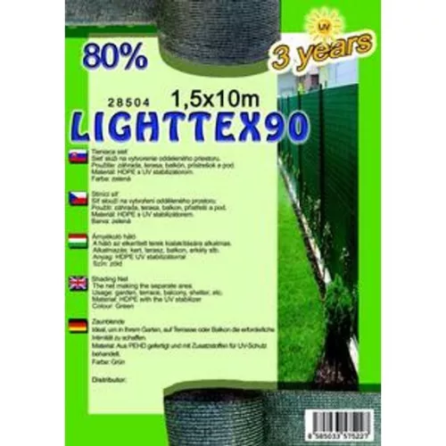Árnyékoló háló LIGHTTEX90 1,5x10m zöld 80%/6kart.