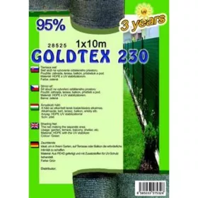 Árnyékoló háló GOLDTEX230 1x10m zöld 95%/6kart.