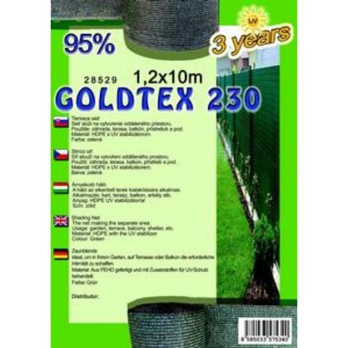 Árnyékoló háló GOLDTEX230 1,2x10m zöld 95%/6kart.